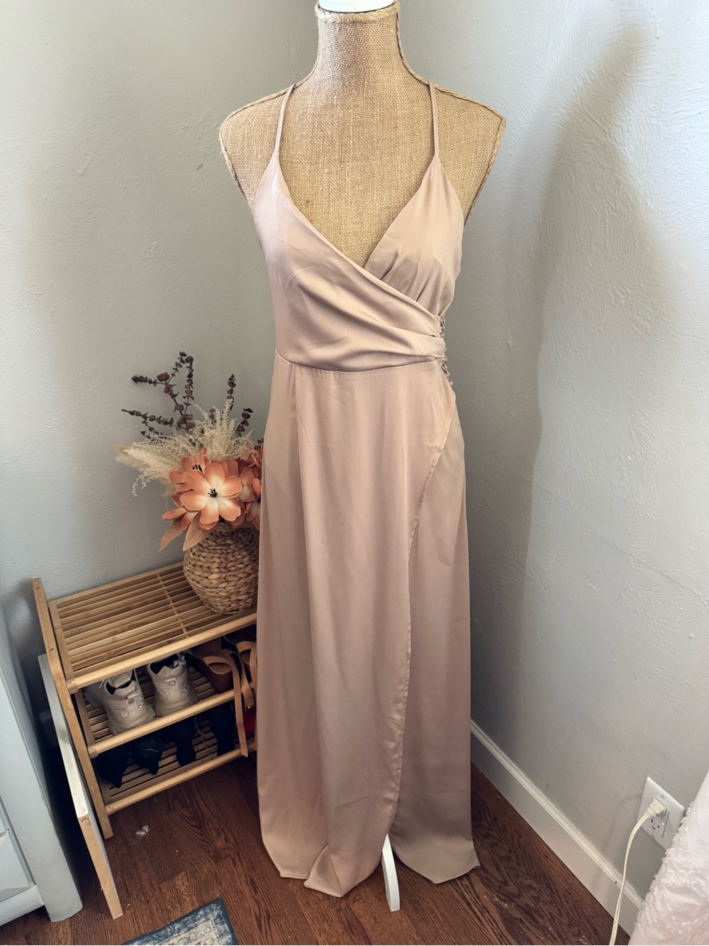 Fiestar Blush/Taupe Wrap Maxi Dress